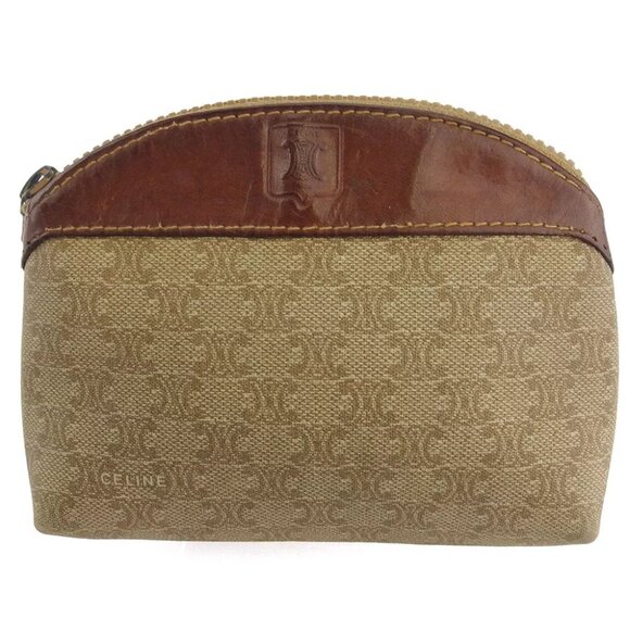 CELINE porch MacAdam beige PVC ?~ leather Authentic used Q645 - Picture 1 of 9